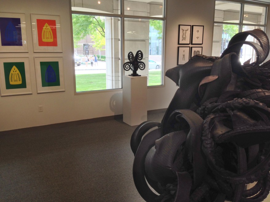 Willie Cole, Chakaia Booker (with Ekoi [Ejagham] Mask in background)