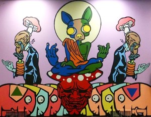 Soma Trickster and Myself Wall #2, Acrylic paint on wall, 119” x 165”, 2012 (Image courtesy of the artist's website)